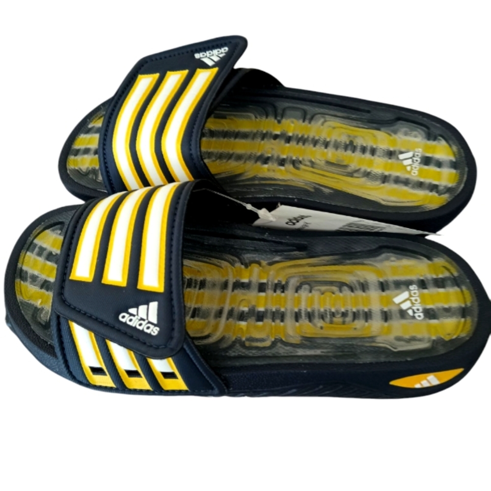 Adidas Black and Yellow Slide Sandals